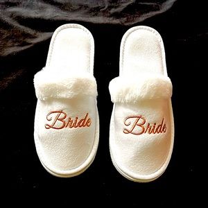 White fuzzy slippers